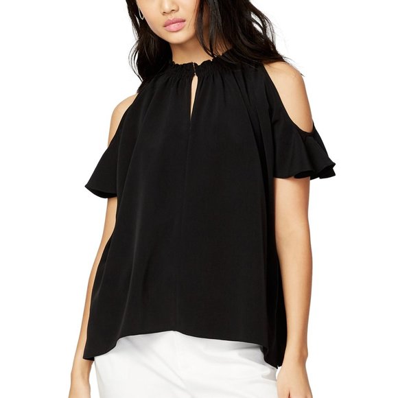 Rachel Roy Essentials High Neck Cold Shoulder Top - Picture 1 of 7